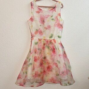 btween Pink Floral Kids Dress